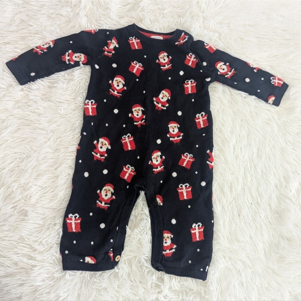 Baby Boy Girl Mudpie One Piece Santa Sweater Romper 6-9 Months Unisex